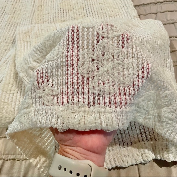 Lulus Cream White Sheer Floral Lace Wide Leg Pants Extra Small Boho Loungewear - Picture 3 of 7